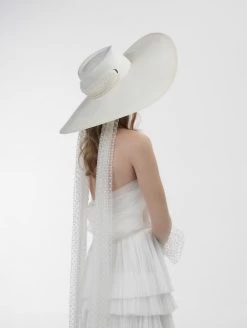 Poirier HT-103-Ivory Hoed -Poirier Trouwjurk poirier ht 103 ivory hat 5 1