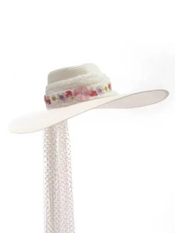 Poirier HT-105 Hoed Bloemen 8 Poirier HT-105 Hoed Bloemen -Poirier Trouwjurk poirier ht 105 ivory hat 3