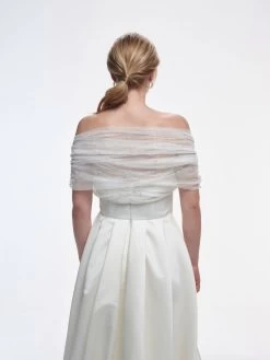 Poirier S149 Pearl Stola Ivoor -Poirier Trouwjurk poirier s149 stola ivory 3