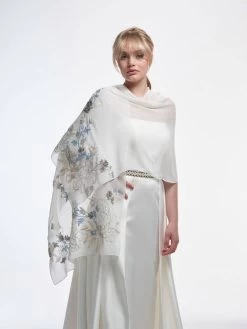 Poirier S182 Stola -Poirier Trouwjurk poirier s182 stola ivory blue 3