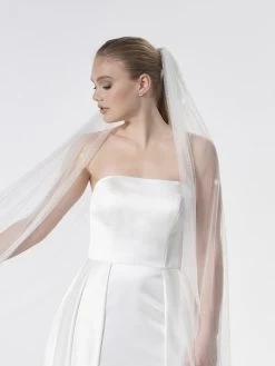 Poirier S47-300-1-Ivoor Sluier -Poirier Trouwjurk poirier s47 300 1 ivory veil 3