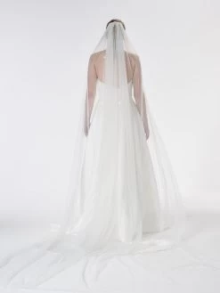 Poirier S47-300-1-Ivoor Sluier -Poirier Trouwjurk poirier s47 300 1 ivory veil 4