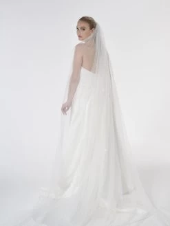 Poirier S47-300-1-Ivoor Sluier -Poirier Trouwjurk poirier s47 300 1 ivory veil 6
