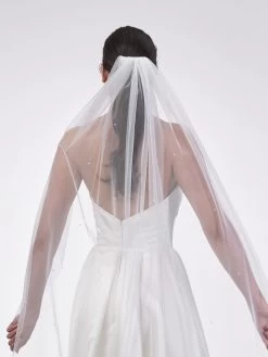 Poirier S48-120-1-Ivoor Sluier -Poirier Trouwjurk poirier s48 120 1 ivory veil 4