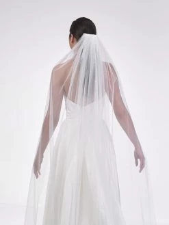 Poirier S48-210-1-Ivoor Sluier -Poirier Trouwjurk poirier s48 210 1 ivory veil 3