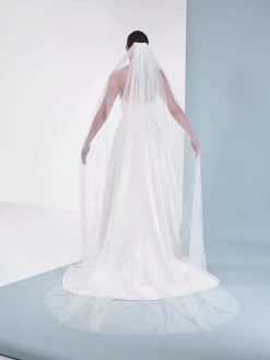 Poirier S48-300-1-Ivoor Sluier -Poirier Trouwjurk poirier s48 300 1 ivory veil 4