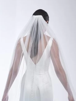 Poirier S49-120-1-Ivoor Sluier -Poirier Trouwjurk poirier s49 120 1 ivory veil 3