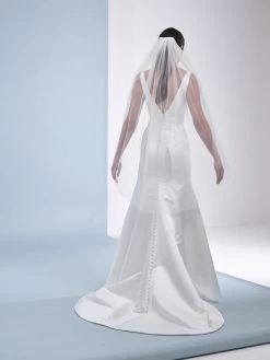 Poirier S49-120-1-Ivoor Sluier -Poirier Trouwjurk poirier s49 120 1 ivory veil 4