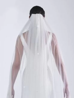 Poirier S49-300-1-Ivoor Sluier -Poirier Trouwjurk poirier s49 300 1 ivory veil 3